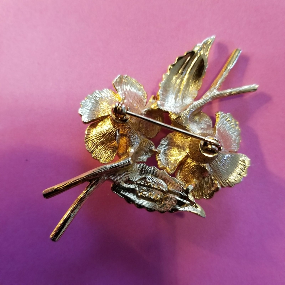 Relisted- -vintage Allison Reed brooch flowers gold tone pin - Picture 5 of 7